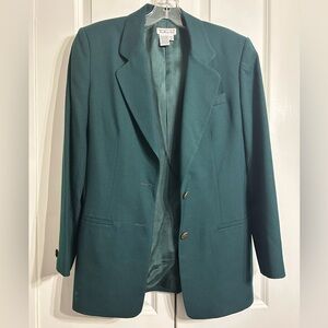 Vintage Talbots Women's USA Blazer Worsted Wool  Green Two Button Jacket Size 4
